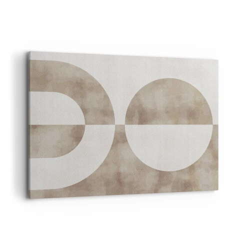 Quadro su tela - Stampe su Tela - Un dipinto astratto nei toni del beige con forme geometriche e simmetria. - 100x70cm - Analogie e differenze - Decorazione murale moderna per soggiorno e camera da letto ARTTOR