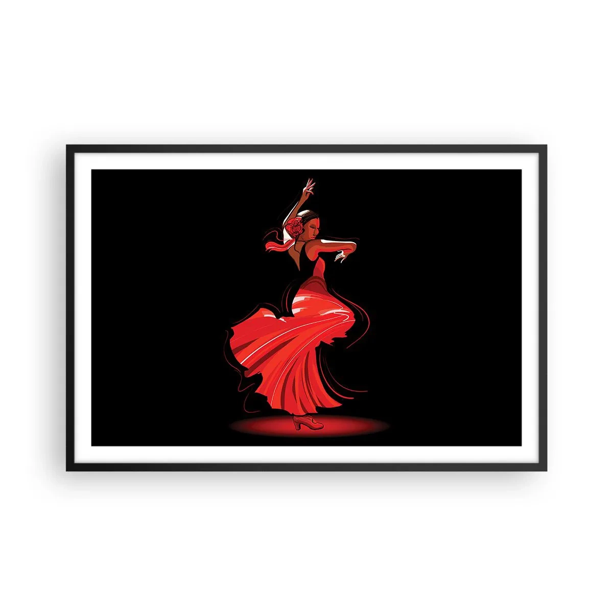 Poster in cornice nera - Lo spirito focoso del flamenco - 91x61 cm