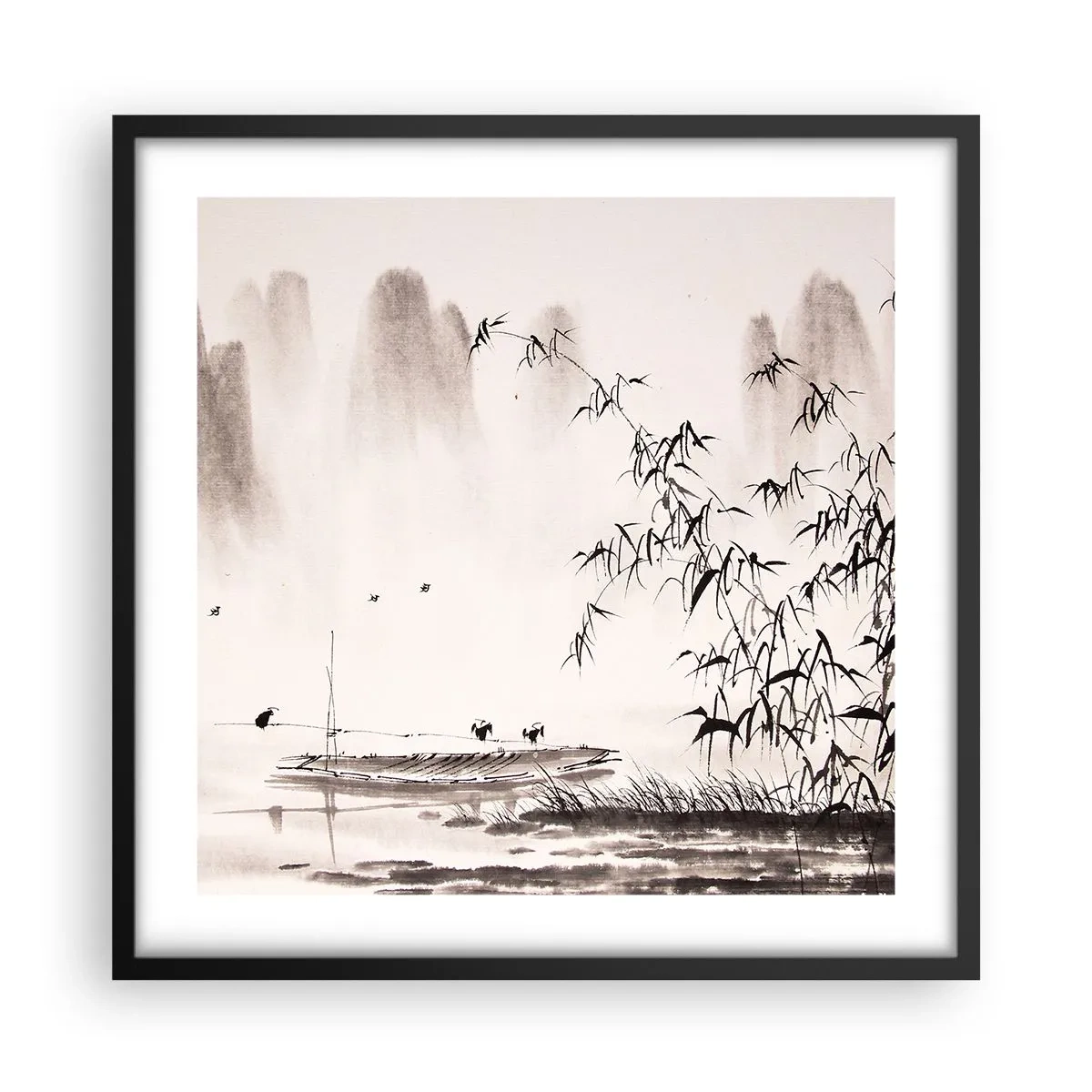 Poster in cornice nera - Il silenzio dei campi di riso - 50x50 cm