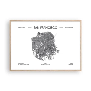 Poster in cornice rovere chiaro - Anatomia di San Francisco - 100x70 cm