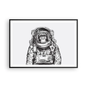 Poster in cornice nera - Immagine di un astronauta in tuta spaziale con la testa di una scimmia - 100x70cm - Evoluzione alternativa - Decorazione murale moderna per soggiorno e camera da letto ARTTOR