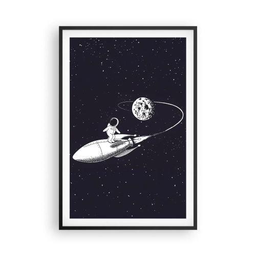 Poster in cornice nera - Surfista spaziale - 61x91 cm
