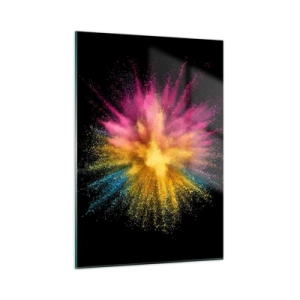 Quadro su vetro - Esplosione di polvere colorata su sfondo nero - 50x70cm - La nascita dei colori - Decorazione murale moderna per soggiorno e camera da letto ARTTOR