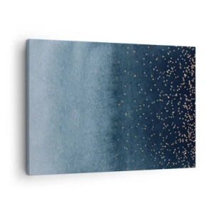 Quadro su tela - Stampe su Tela - Sfumature blu con sottili accenti dorati - 70x50cm - Composizione: fasi blu - Decorazione murale moderna per soggiorno e camera da letto ARTTOR