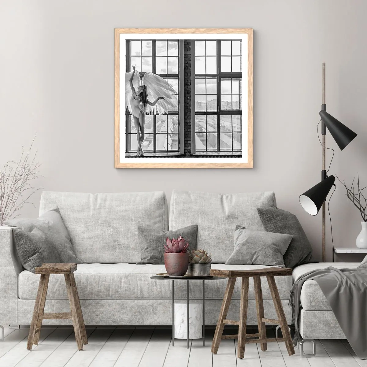 Poster in cornice rovere chiaro - Città degli angeli? - 40x40 cm