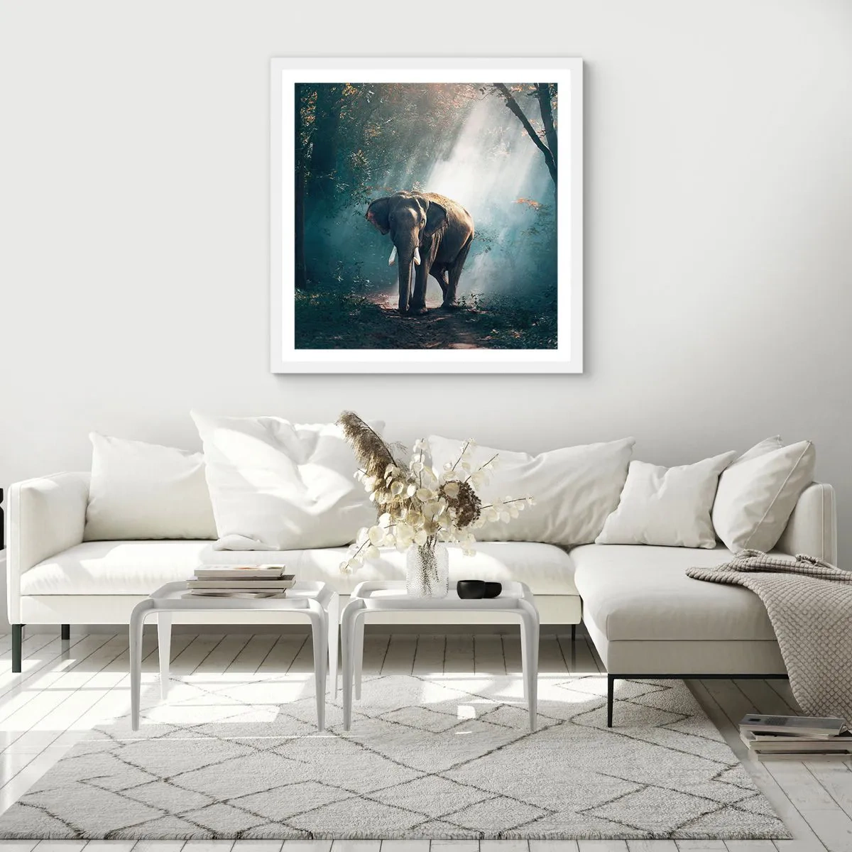 Poster in cornice bianca - Tranquilla passeggiata - 30x30 cm