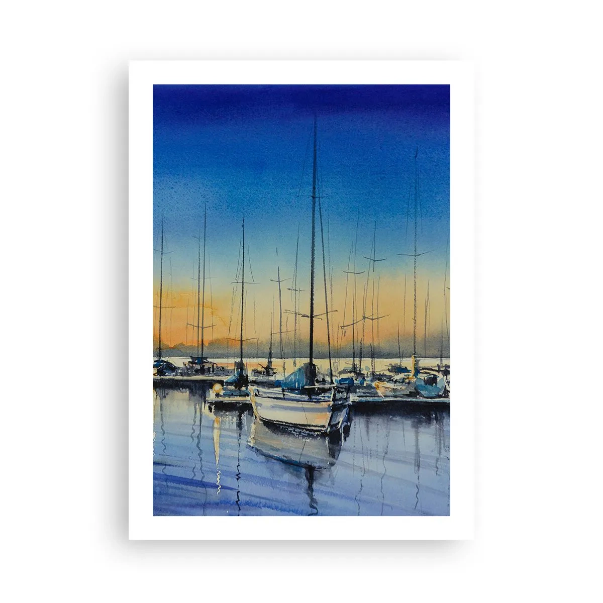 Poster - Una scena pittorica di barche a vela in un porto al tramonto - 50x70cm - La fine di una buona giornata - Decorazione murale moderna per soggiorno e camera da letto ARTTOR