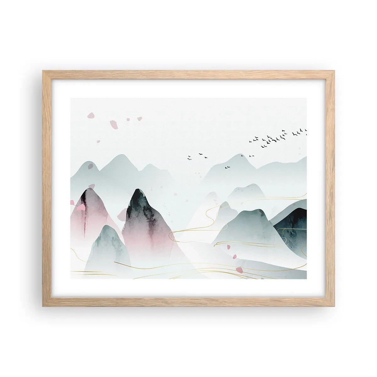 Poster in cornice rovere chiaro - Oltre le cime - 50x40 cm