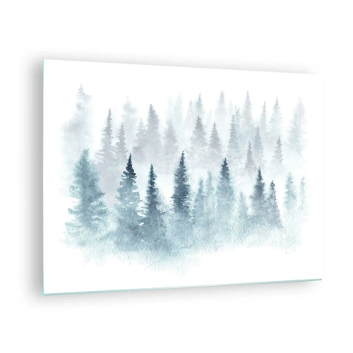Quadro su vetro - Foresta di bambù avvolta nella nebbia - 70x50cm - Avvolti nella nebbia - Decorazione murale moderna per soggiorno e camera da letto ARTTOR