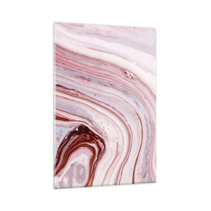 Quadro su vetro - Motivo astratto in rosa e bianco - 80x120cm - Dritto, poi a destra in basso - Decorazione murale moderna per soggiorno e camera da letto ARTTOR