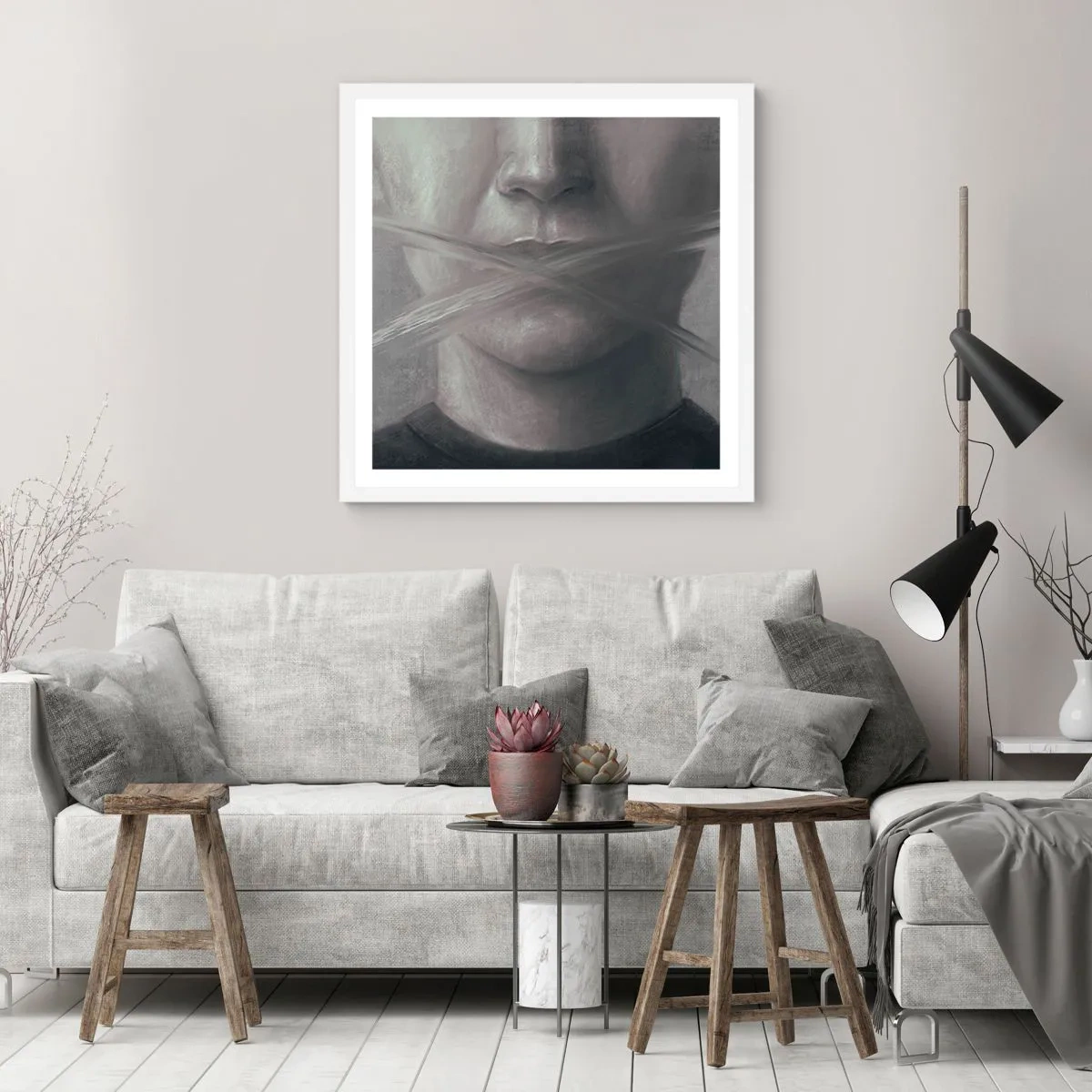 Poster in cornice bianca - Neanche una parola - 60x60 cm