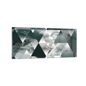 Quadro su vetro - Motivo geometrico con motivo a onde nei toni del verde - 120x50cm - Prospettiva di cristallo - Decorazione murale moderna per soggiorno e camera da letto ARTTOR