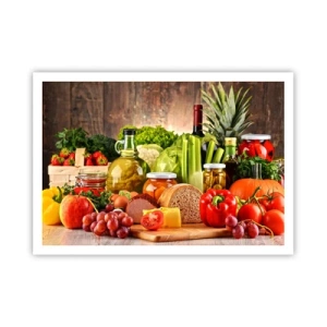 Poster - Frutta, verdura e prodotti alimentari colorati - 100x70cm - Affumicati, arrostiti, marinati - Decorazione murale moderna per soggiorno e camera da letto ARTTOR