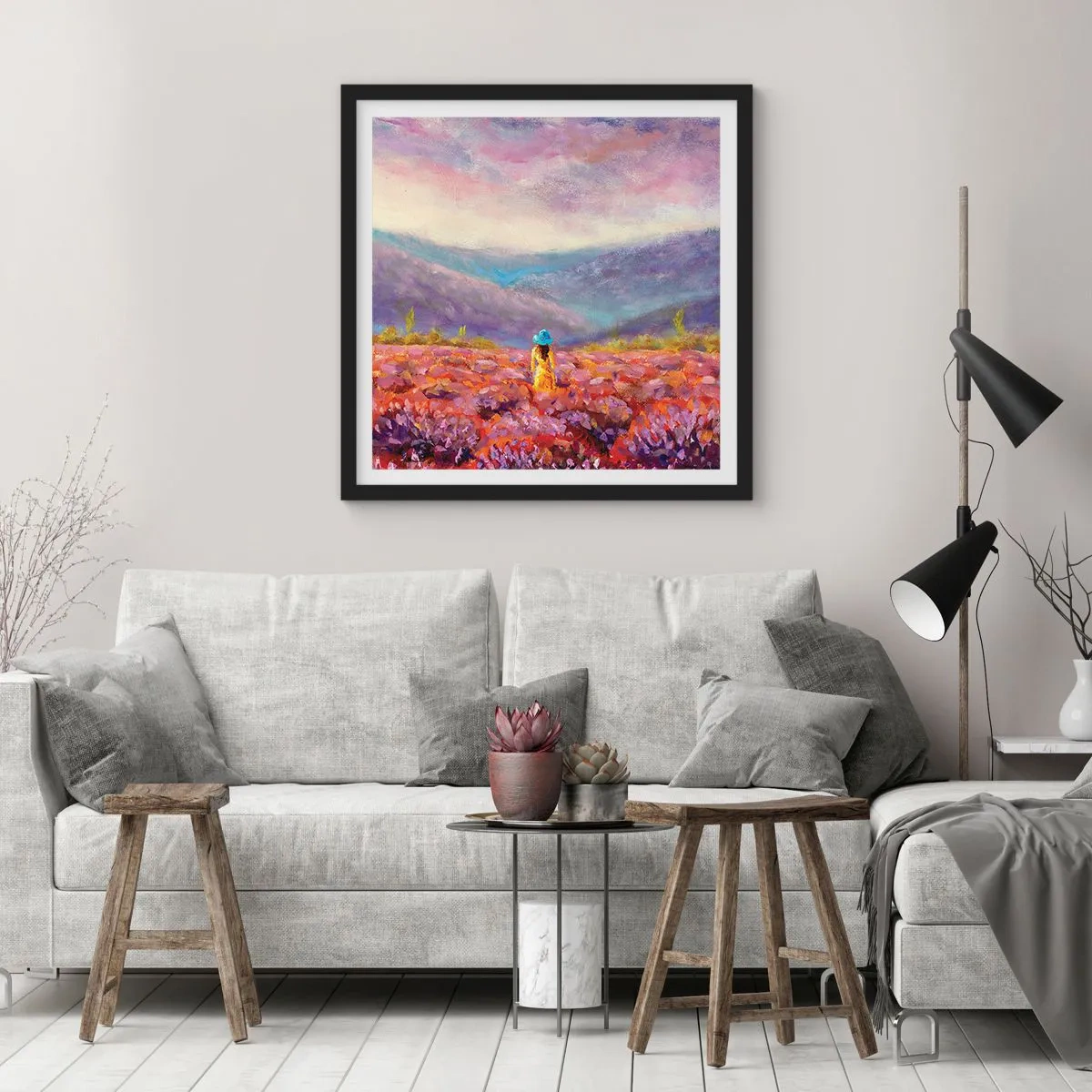 Poster in cornice nera - Nel mondo di lavanda - 40x40 cm