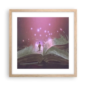 Poster in cornice rovere chiaro - Invito ad un altro mondo: leggi! - 40x40 cm