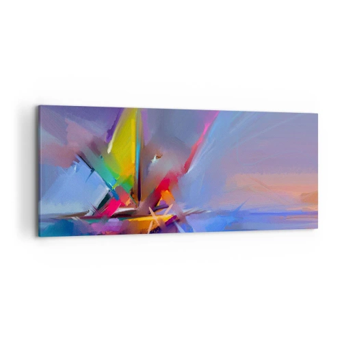 Quadro su tela - Stampe su Tela - Composizione astratta con colori intensi - 120x50cm - Eliche come un uccello - Decorazione murale moderna per soggiorno e camera da letto ARTTOR
