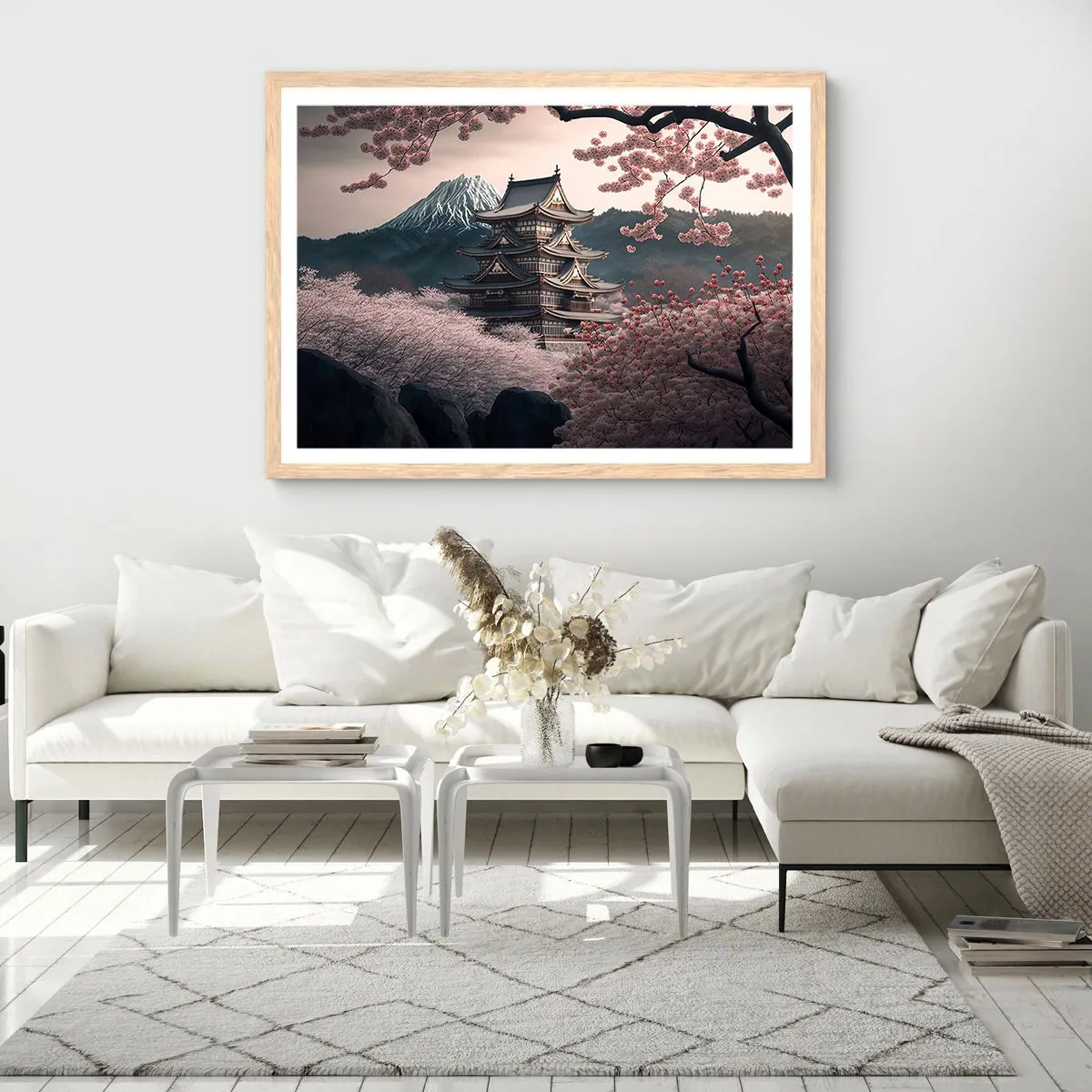 Poster in cornice rovere chiaro - Il Paese dei ciliegi in fiore - 40x30 cm