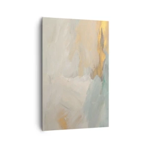 Quadro su tela - Stampe su Tela - Delicati tratti astratti nei toni del bianco e dell'oro - 80x120cm - Astrazione: il paese della mitezza - Decorazione murale moderna per soggiorno e camera da letto ARTTOR
