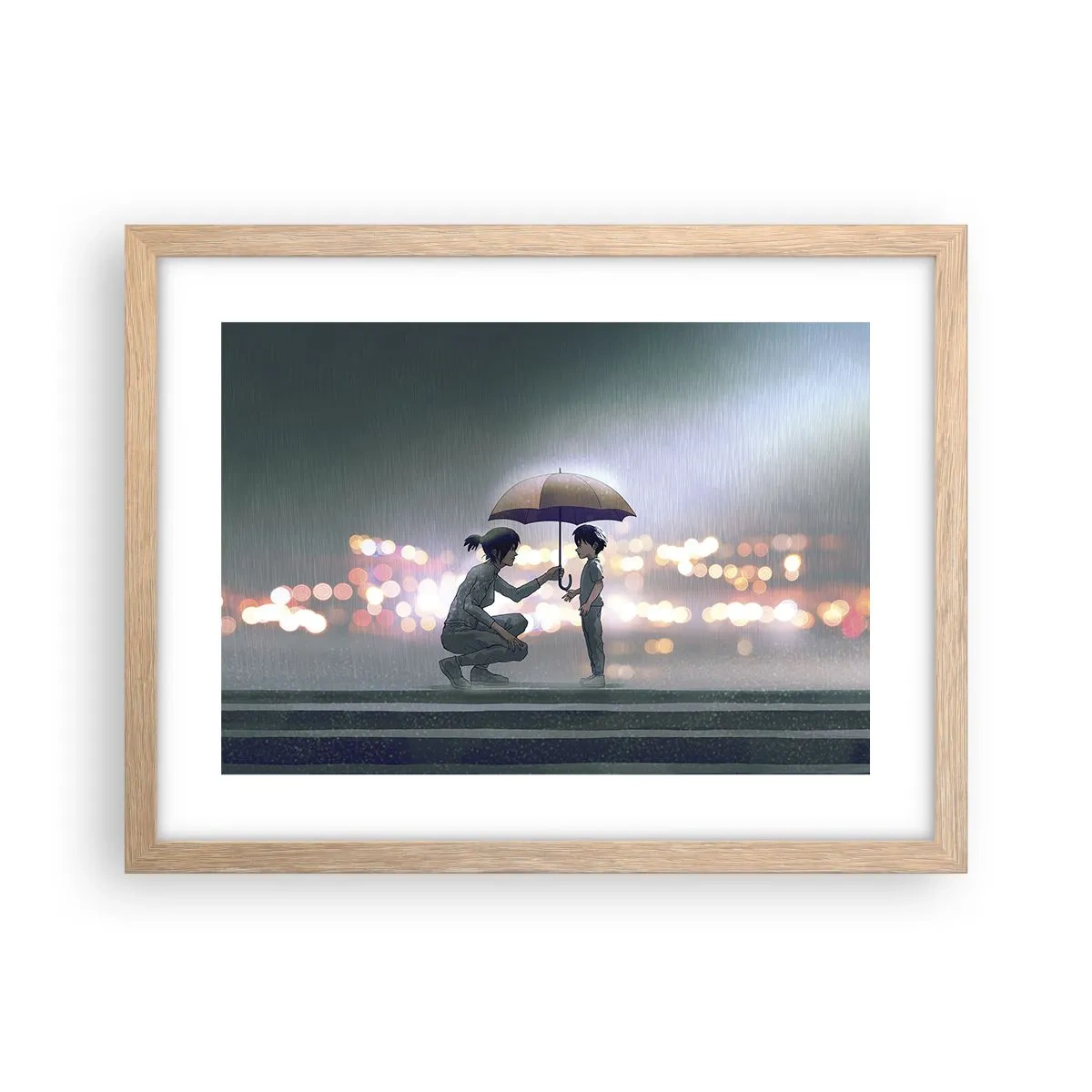 Poster in cornice rovere chiaro - E già tutto va bene - 40x30 cm
