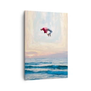 Quadro su tela - Stampe su Tela - Salto surreale sul mare nella cornice - 70x100cm - In un'altra dimensione - Decorazione murale moderna per soggiorno e camera da letto ARTTOR