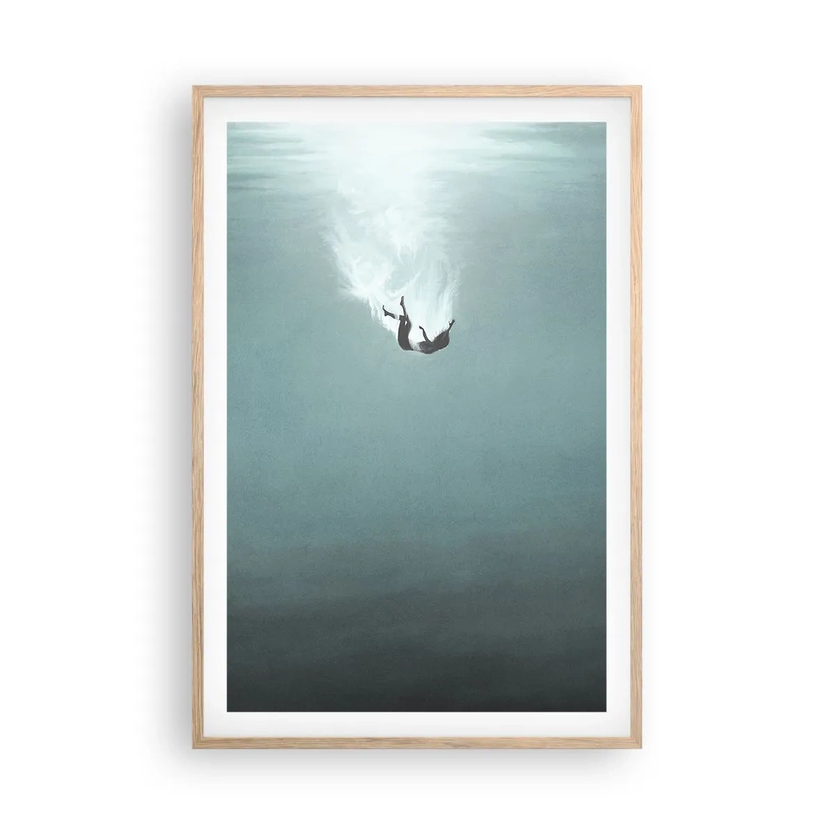 Poster in cornice rovere chiaro - Nell'abbraccio dell'oceano - 61x91 cm