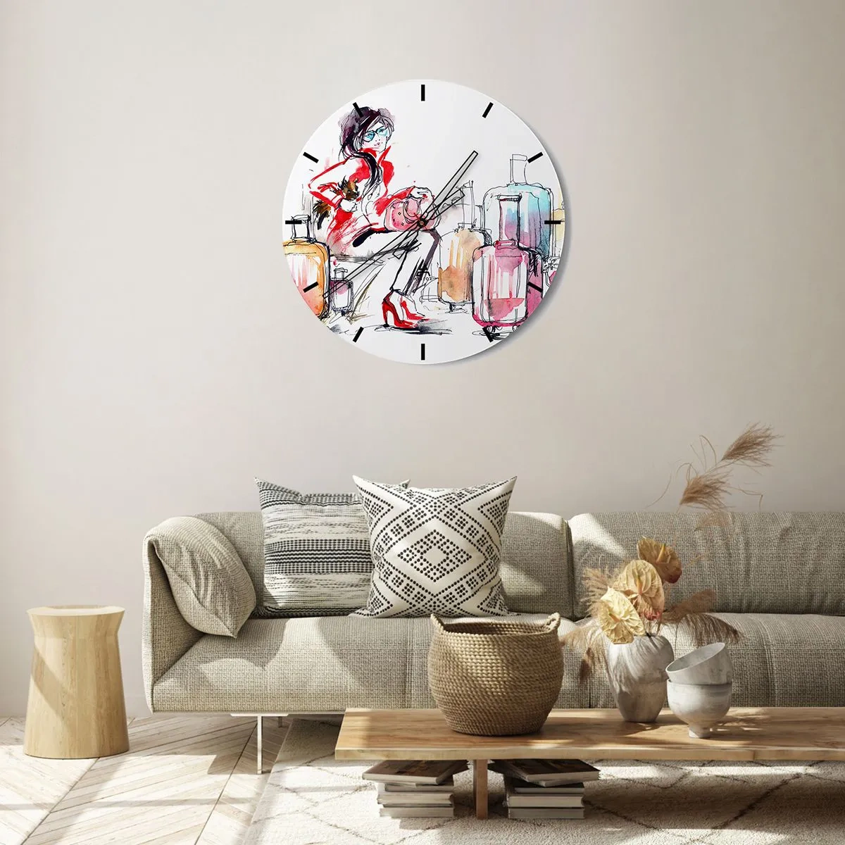 Orologio da parete - Orologio in Vetro - Sediamoci prima del viaggio - 40x40 cm