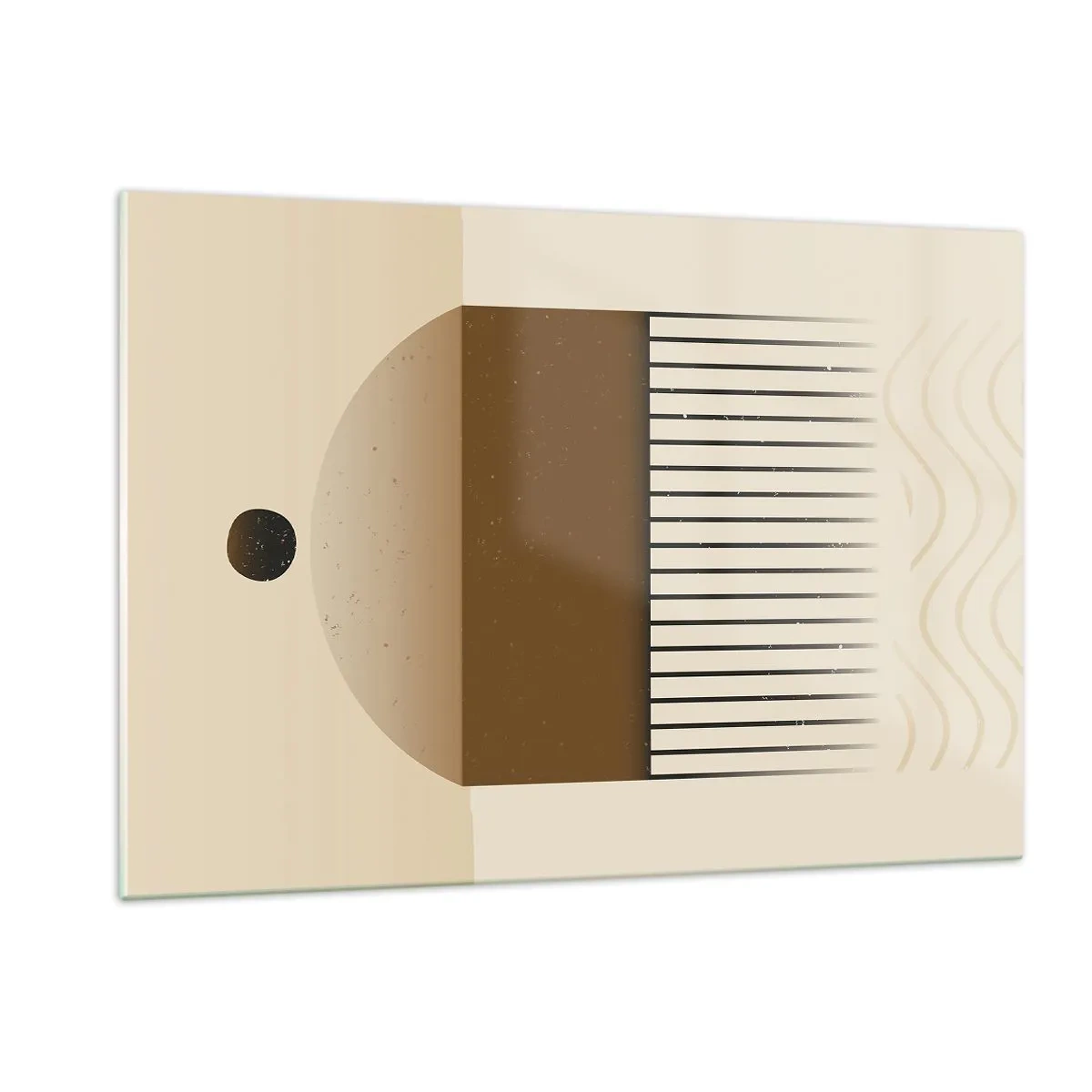 Quadro su vetro - Astrazione beige e marrone con forme e linee geometriche - 120x80cm - Diversi stati - Decorazione murale moderna per soggiorno e camera da letto ARTTOR