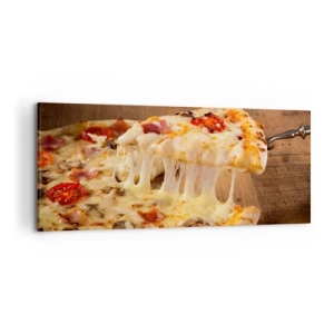 Quadro su tela - Stampe su Tela - Pizza con formaggio filante - 120x50cm - Capolavoro di arte italiana - Decorazione murale moderna per soggiorno e camera da letto ARTTOR