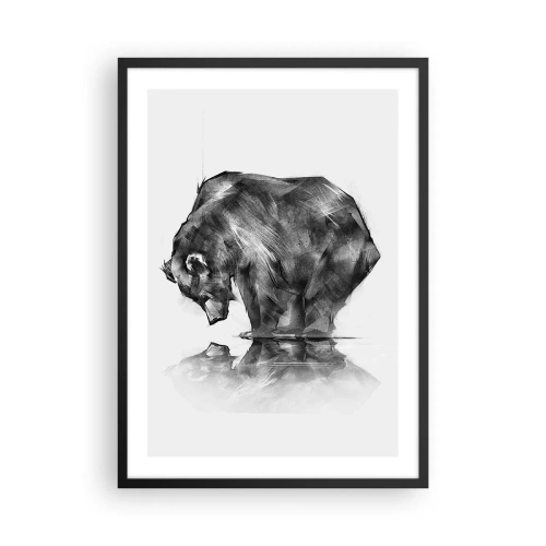 Poster in cornice nera - Immagine geometrica di un orso in riva all'acqua - 50x70cm - Fa piacere vedere chi ci è caro - Decorazione murale moderna per soggiorno e camera da letto ARTTOR