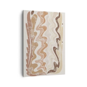 Quadro su tela - Stampe su Tela - Linee astratte ondulate in tonalità beige - 50x70cm - Buona energia - buone emozioni - Decorazione murale moderna per soggiorno e camera da letto ARTTOR