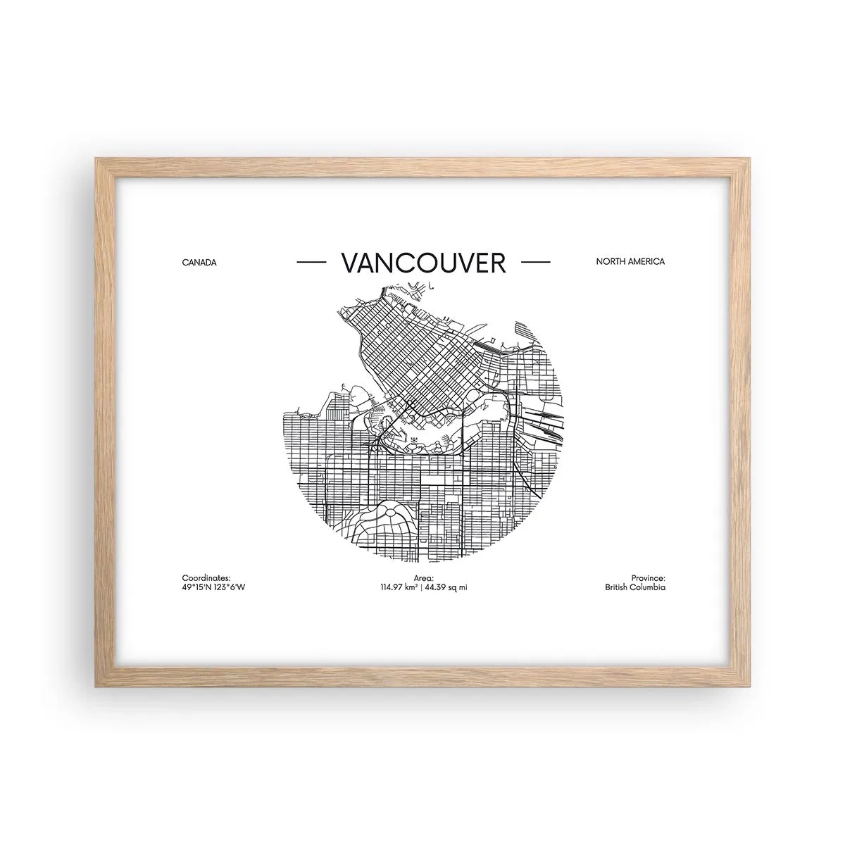 Poster in cornice rovere chiaro - Anatomia Vancouver - 50x40 cm