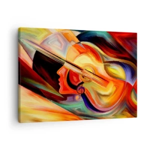Quadro su tela - Stampe su Tela - Astrazione colorata ispirata alla musica e alla chitarra - 70x50cm - L'armonia dei suoni - Decorazione murale moderna per soggiorno e camera da letto ARTTOR