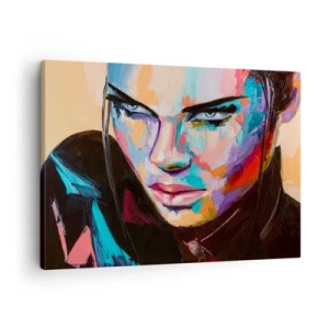 Quadro su tela - Stampe su Tela - Ritratto di una donna in vivaci colori astratti - 70x50cm - Cuore selvatico - Decorazione murale moderna per soggiorno e camera da letto ARTTOR