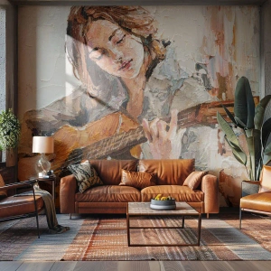 Fotomurali Autoadesivo Deluxe Sticker - Concerto per chitarra e cuore di ragazza - Chitarra, Musica, Ragazza - 250x175 cm