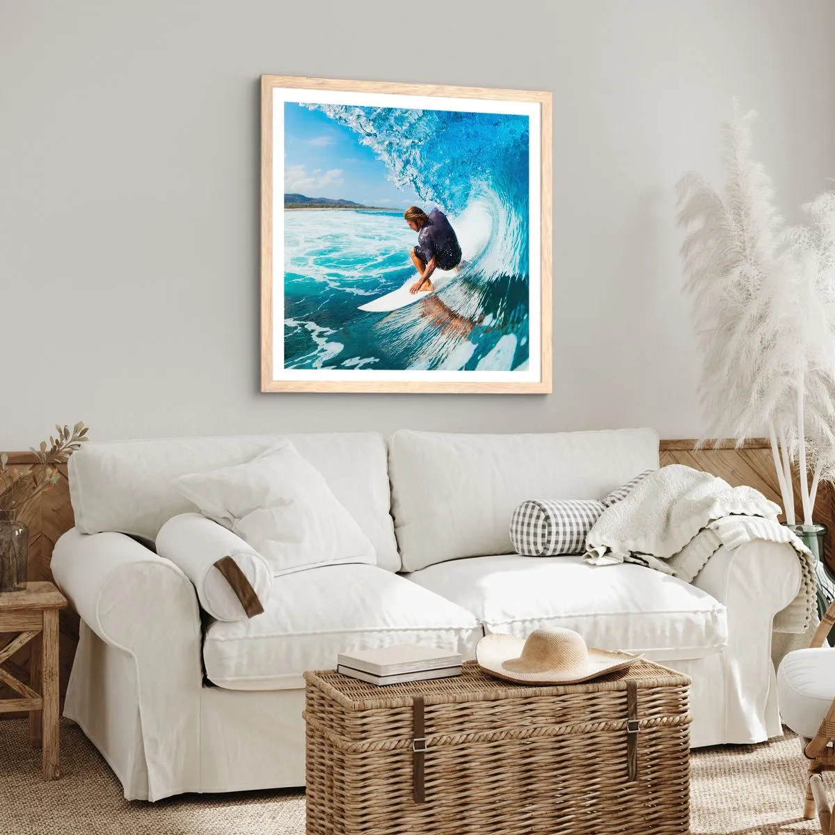 Poster in cornice rovere chiaro - Ballando con le onde - 60x60 cm
