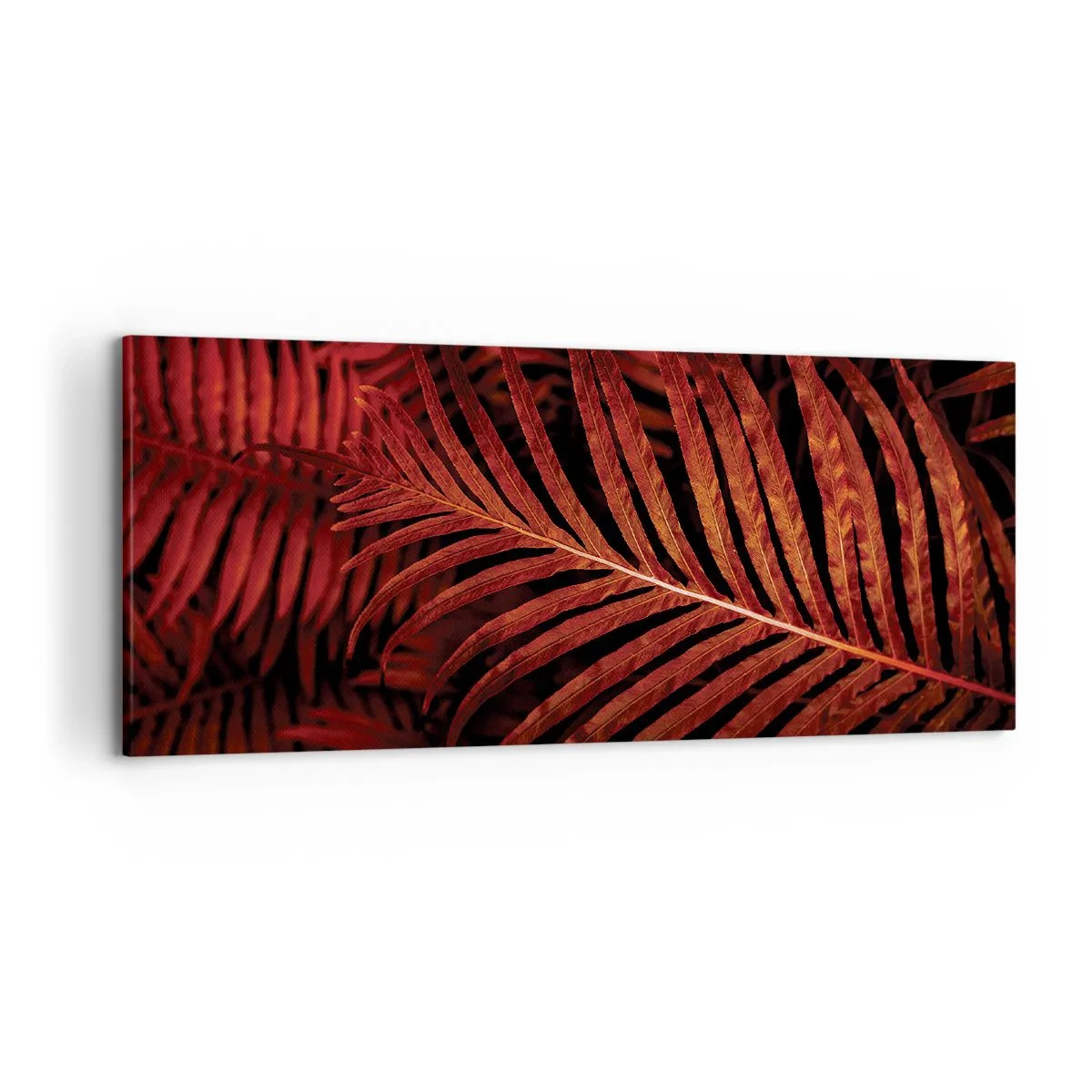 Quadro su tela - Stampe su Tela - Primo piano di foglie tropicali rosse - 120x50cm - Il calore della vita - Decorazione murale moderna per soggiorno e camera da letto ARTTOR