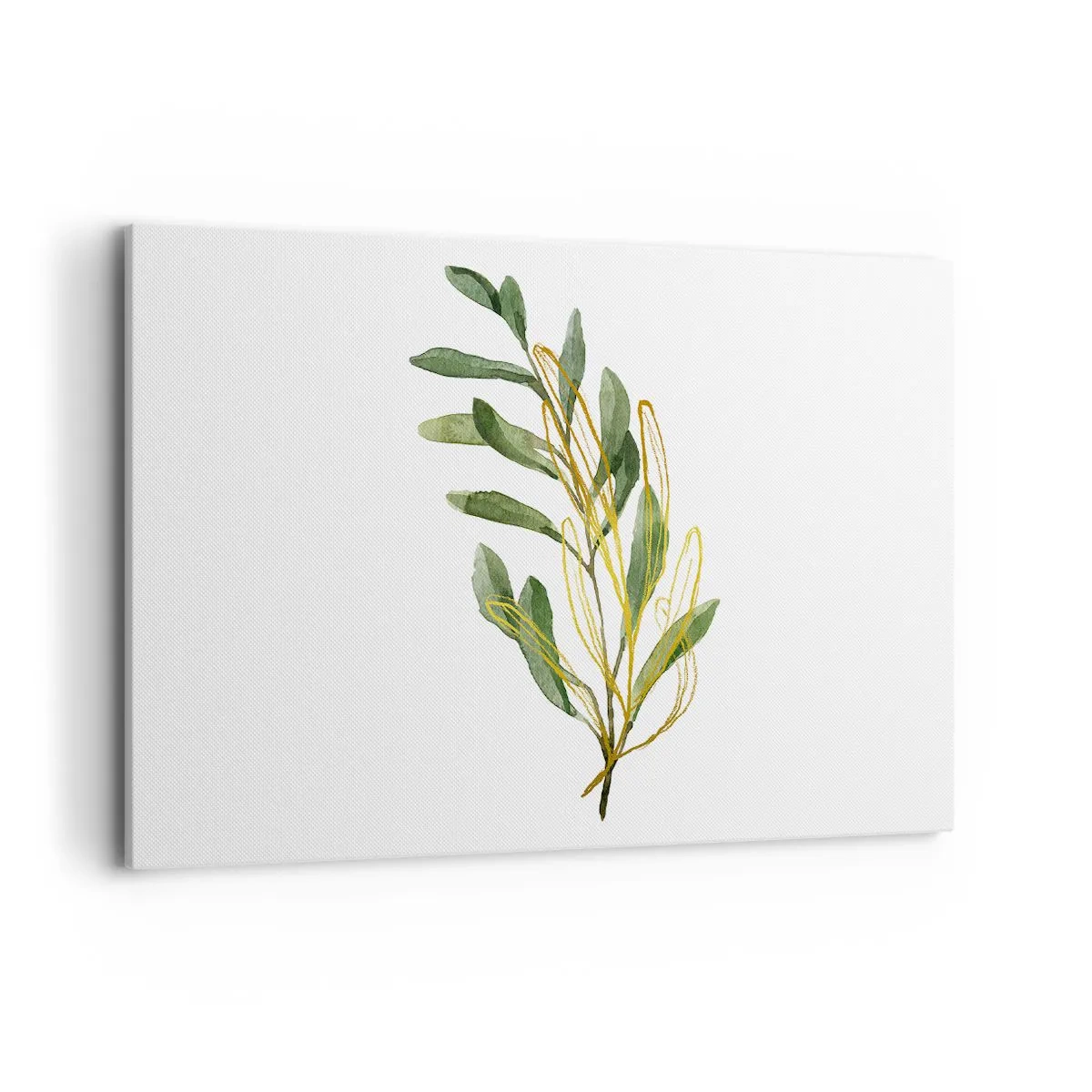 Quadro su tela - Stampe su Tela - Ramo verde con foglie su sfondo bianco - 100x70cm - Tutto ciò che è buono - Decorazione murale moderna per soggiorno e camera da letto ARTTOR