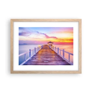 Poster in cornice rovere chiaro - Silenzio della sera in lilla e oro - 40x30 cm