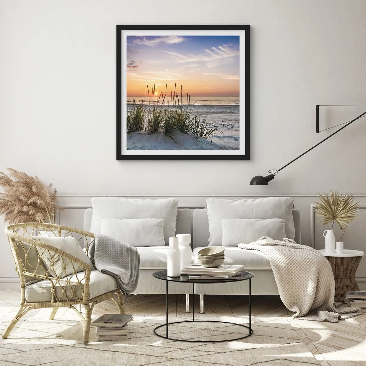 Poster in cornice nera - Guarda, pensa, senti - 40x40 cm