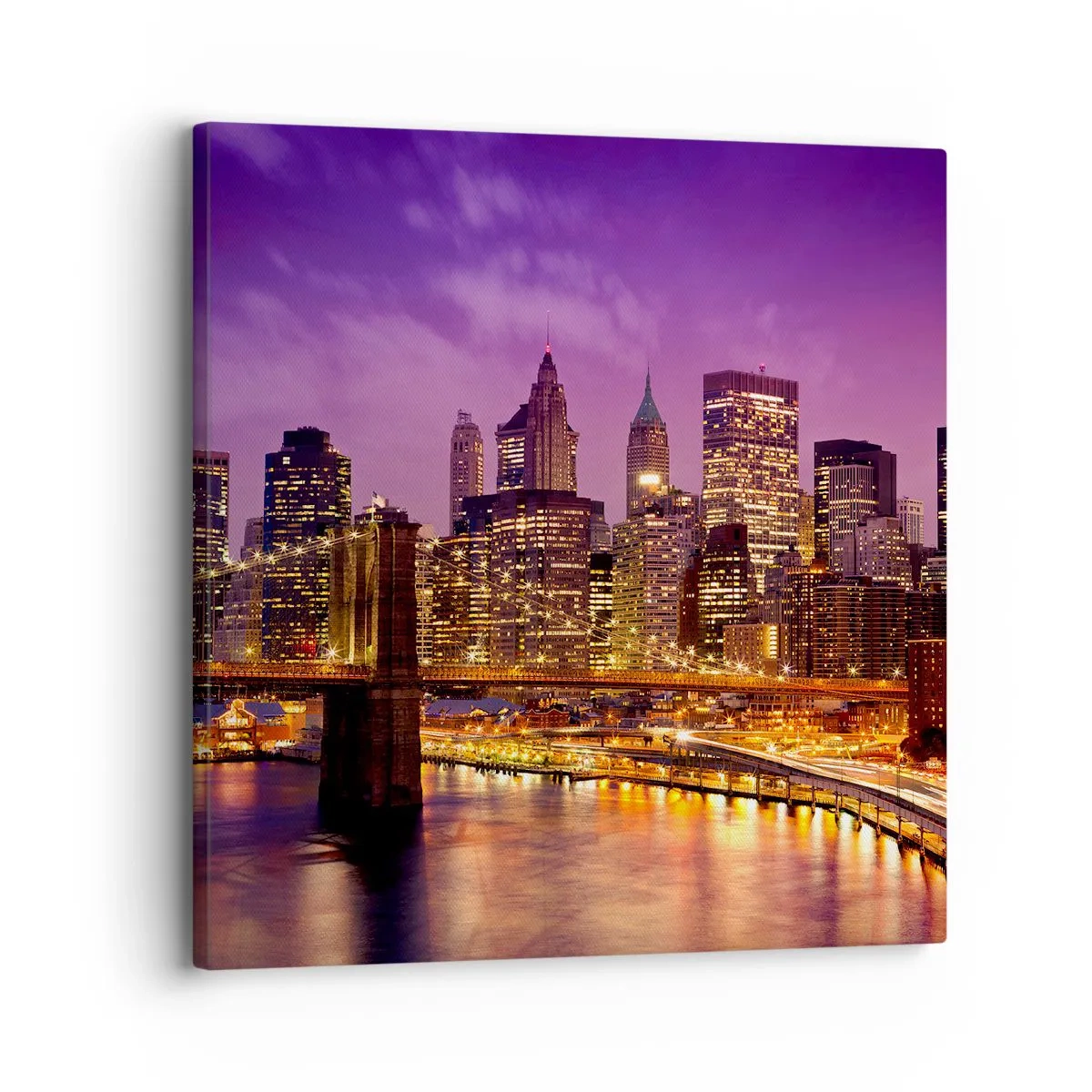 Quadro su tela - Stampe su Tela - Manhattan in viola e oro - 30x30 cm