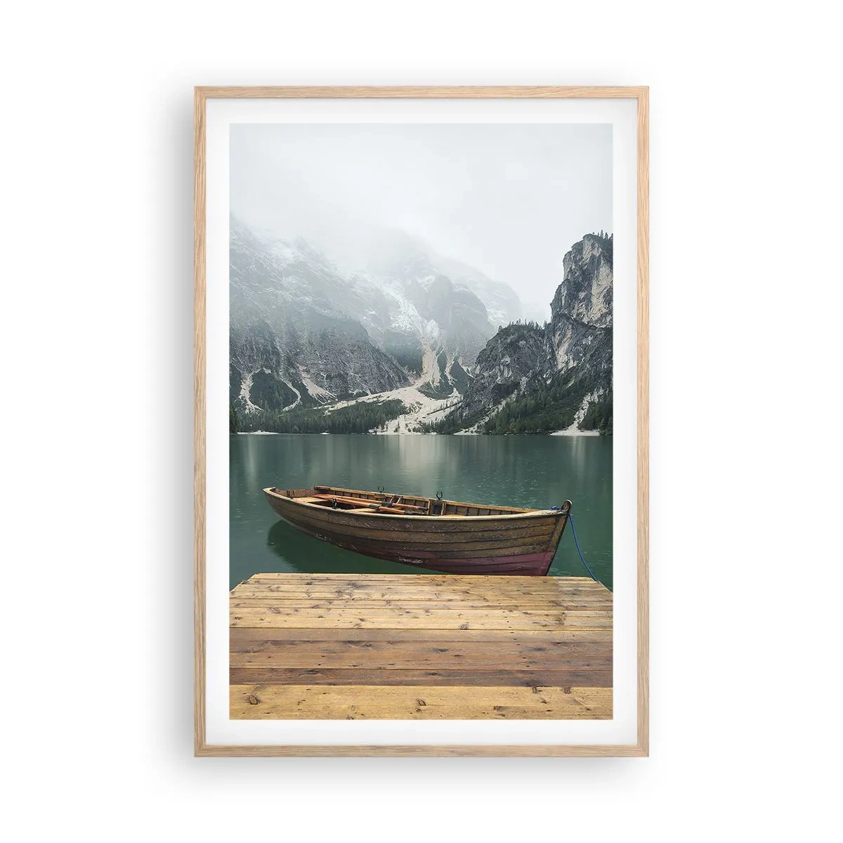 Poster in cornice rovere chiaro - E attorno le fiere rocce - 61x91 cm