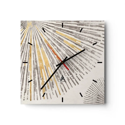Orologio da parete - Orologio in Vetro - Motivo astratto a forma di raggio - 30x30cm - La bellezza dei raggi - Decorazione murale moderna per soggiorno e camera da letto ARTTOR