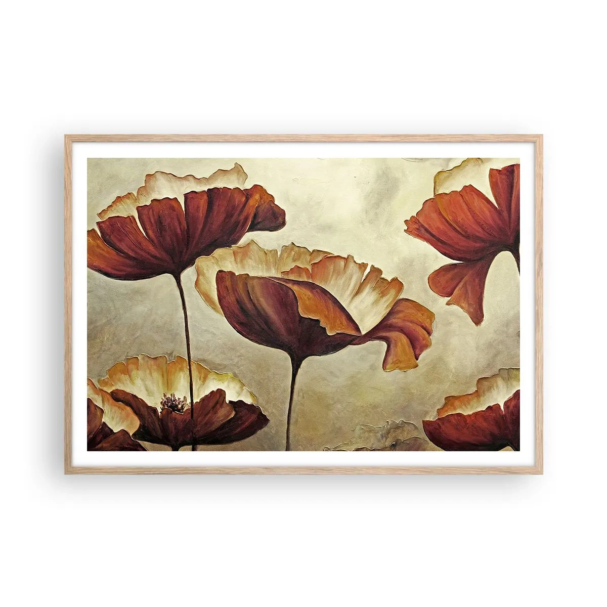 Poster in cornice rovere chiaro - Nei prati e nei campi - 100x70 cm