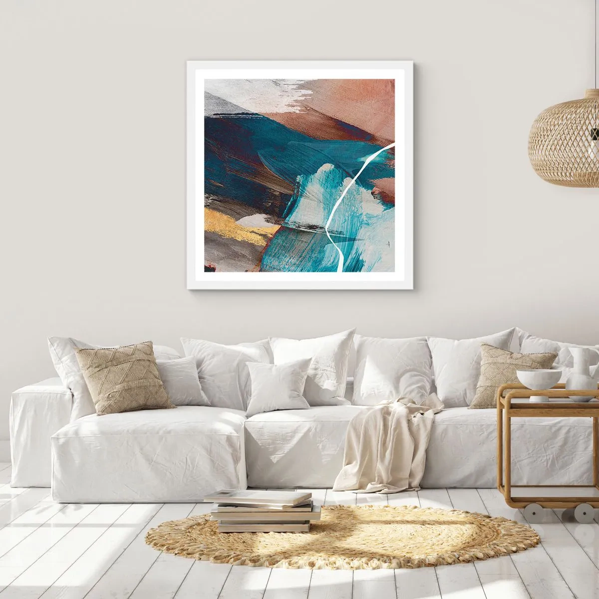 Poster in cornice bianca - Con forza ed energia - 50x50 cm