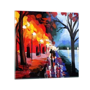 Quadro su vetro - Autunno infuocato nel parco - 70x70 cm