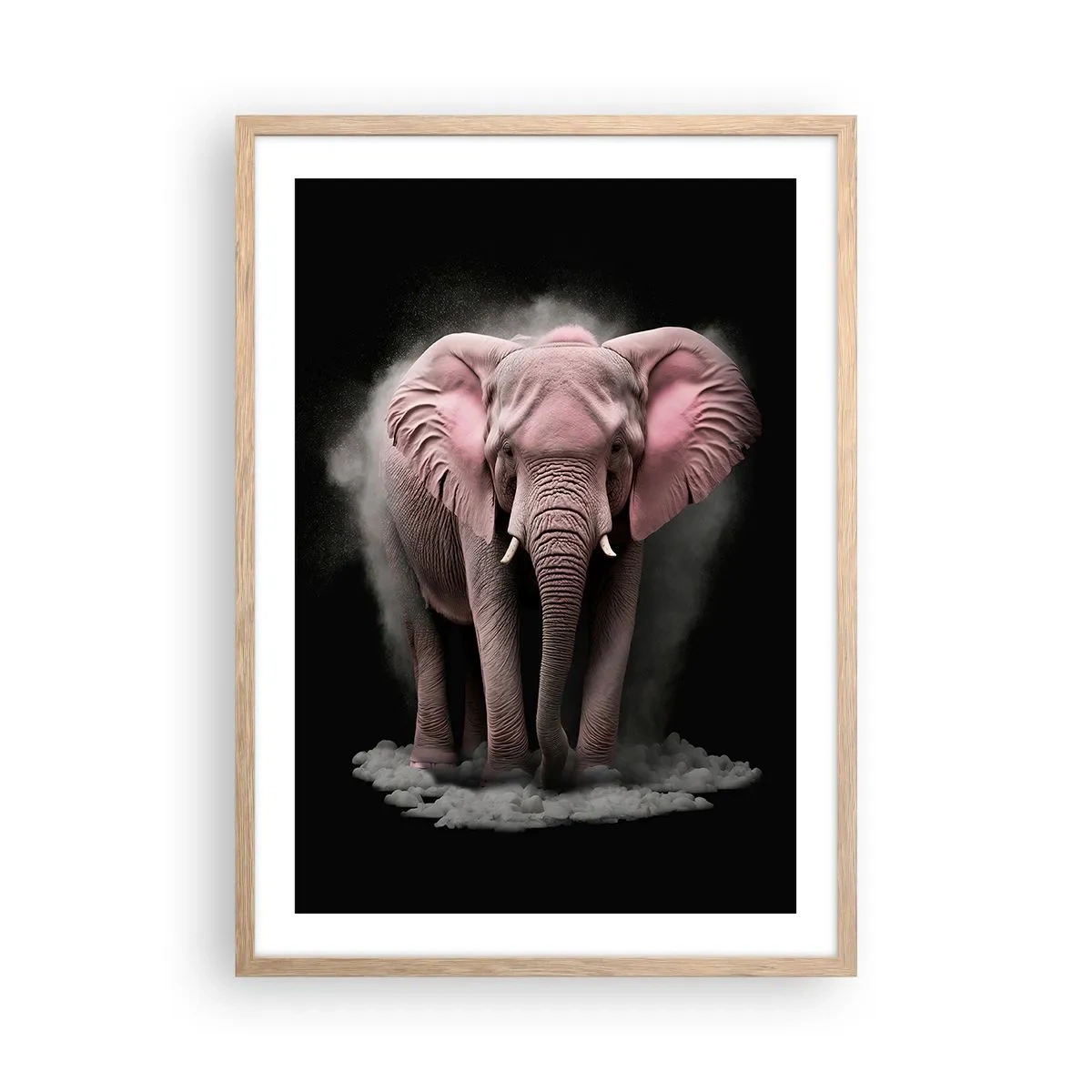 Poster in cornice rovere chiaro - Non pensare all'elefante rosa! - 50x70 cm