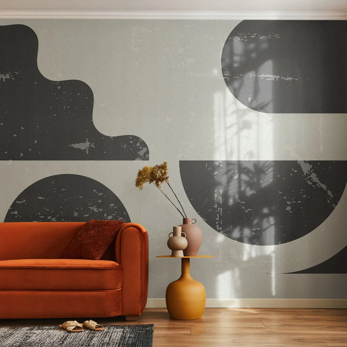 Fotomurali Autoadesivo Deluxe Sticker - Composizione sopra e sotto - Astrazione, Bianco e nero, Invecchiato - 500x350 cm