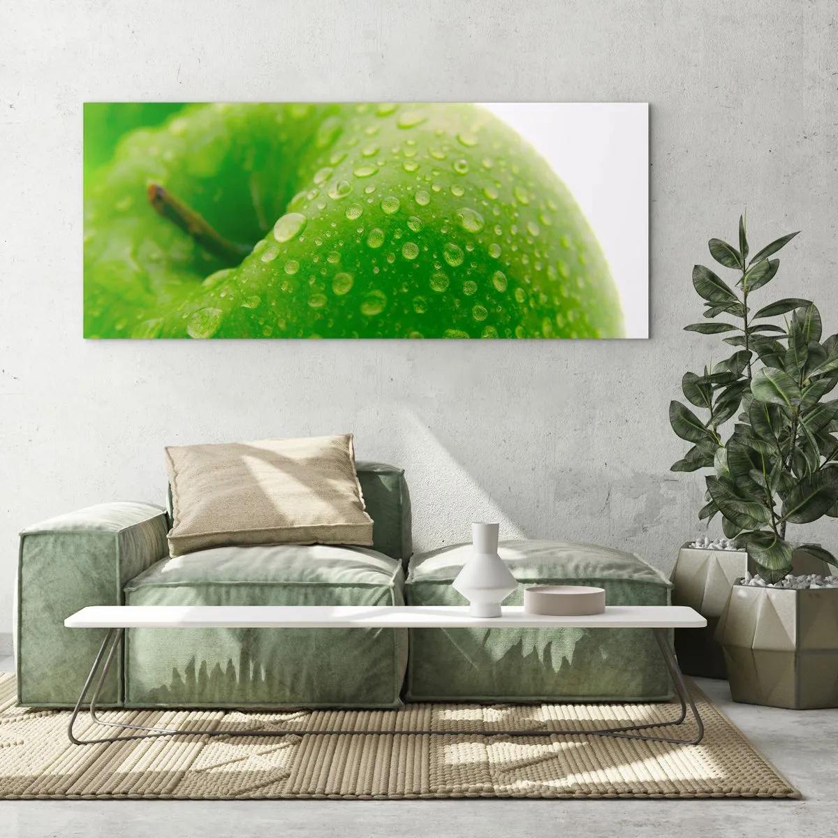 Quadro su vetro - Rinfrescante verde freschezza - 100x40 cm