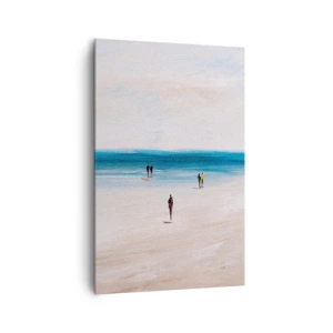 Quadro su tela - Stampe su Tela - Una spiaggia con persone sullo sfondo di un mare calmo - 80x120cm - Un bisogno naturale - Decorazione murale moderna per soggiorno e camera da letto ARTTOR