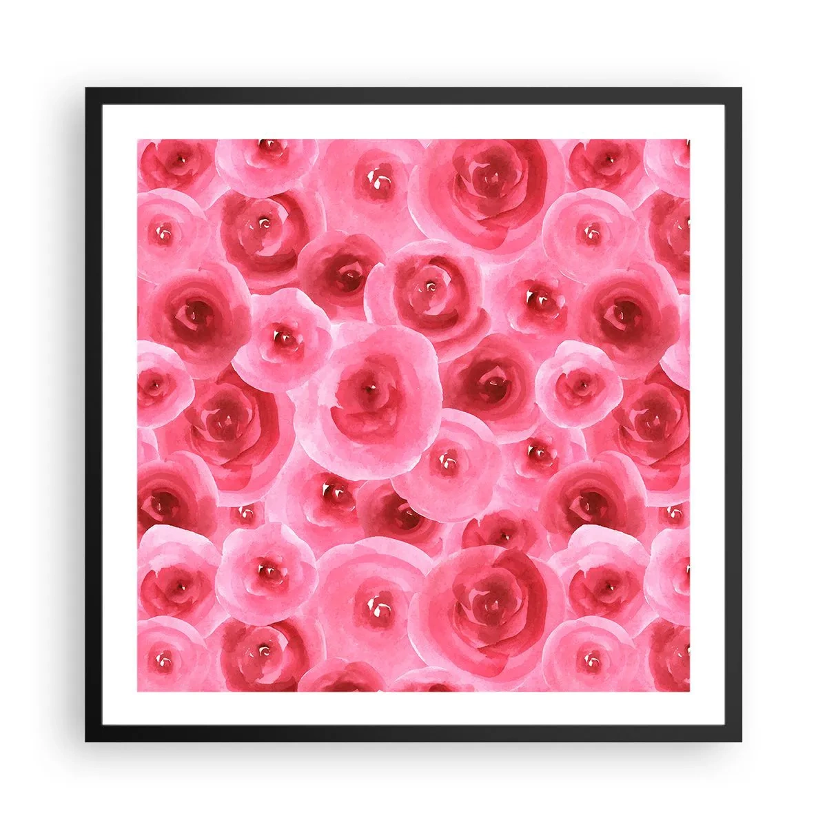 Poster in cornice nera - Rose in alto e in basso - 60x60 cm